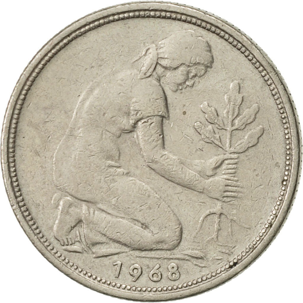 Coin, GERMANY - FEDERAL REPUBLIC, 50 Pfennig, 1968, Munich, AU(55-58)