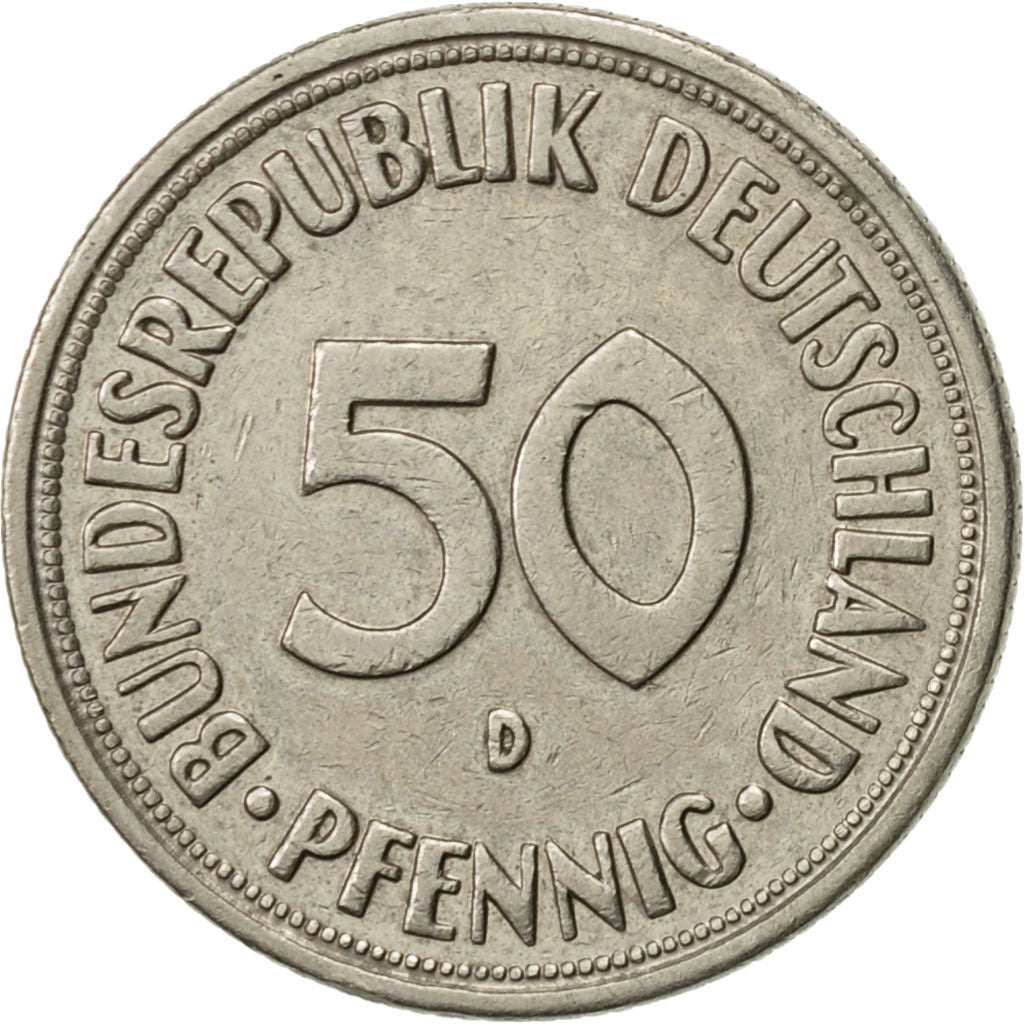 Coin, GERMANY - FEDERAL REPUBLIC, 50 Pfennig, 1968, Munich, AU(55-58)
