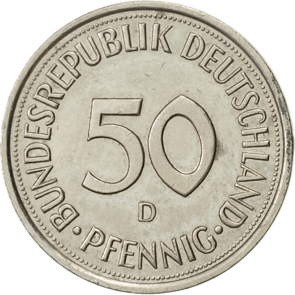 Coin, GERMANY - FEDERAL REPUBLIC, 50 Pfennig, 1984, Munich, AU(55-58)