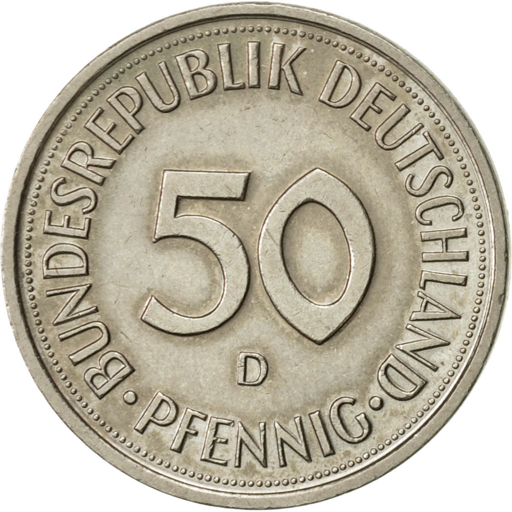 Coin, GERMANY - FEDERAL REPUBLIC, 50 Pfennig, 1989, Munich, AU(55-58)