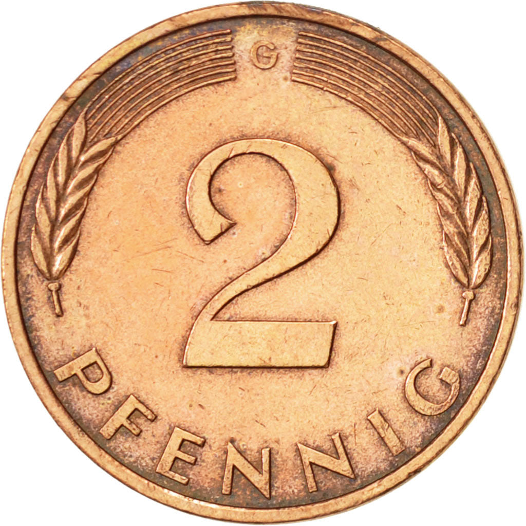 Moneta, Niemcy - RFN, 2 Pfennig, 1990, Karlsruhe, AU(55-58), Miedź platerowana
