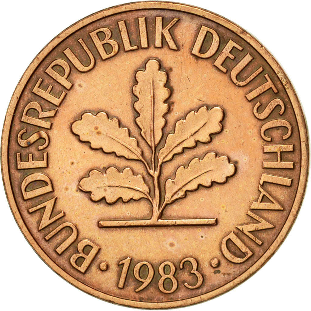 Coin, GERMANY - FEDERAL REPUBLIC, 2 Pfennig, 1983, Munich, AU(55-58), Copper