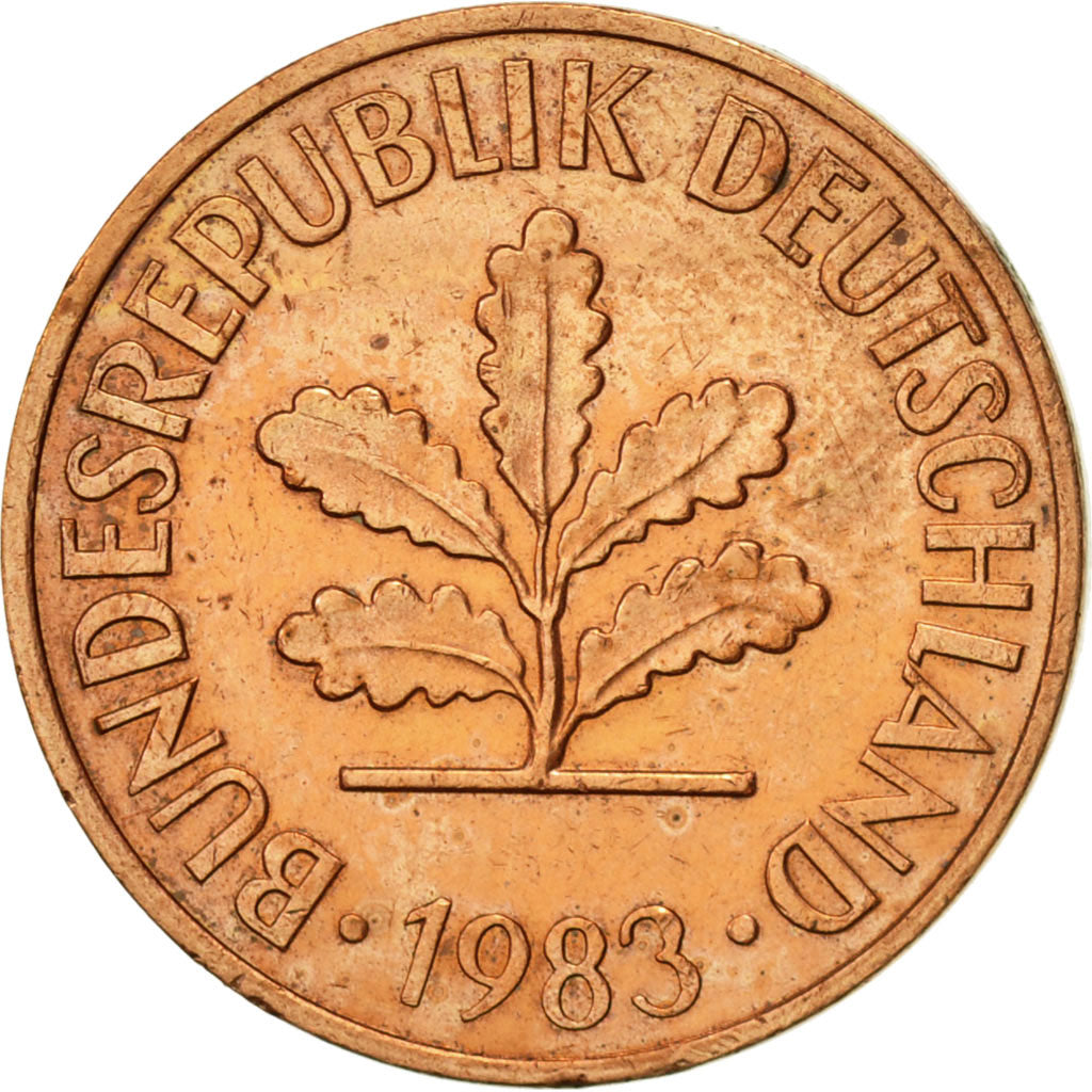 Coin, GERMANY - FEDERAL REPUBLIC, 2 Pfennig, 1983, Karlsruhe, AU(55-58), Copper