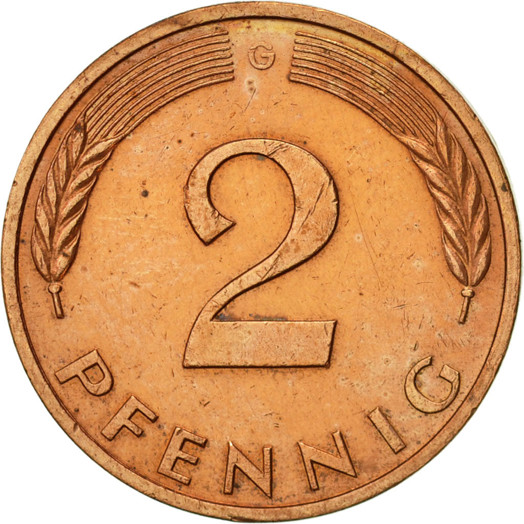 Coin, GERMANY - FEDERAL REPUBLIC, 2 Pfennig, 1983, Karlsruhe, AU(55-58), Copper