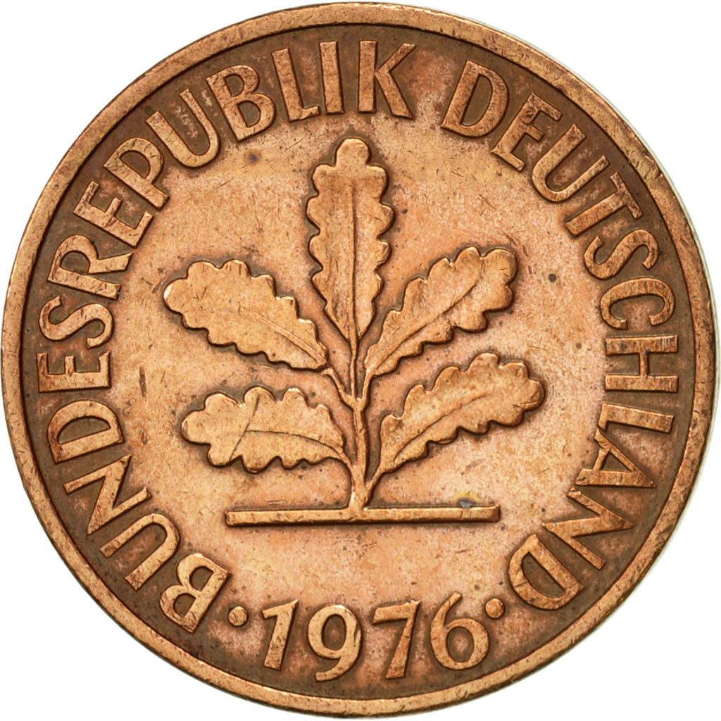 Coin, GERMANY - FEDERAL REPUBLIC, 2 Pfennig, 1976, Munich, AU(55-58), Copper