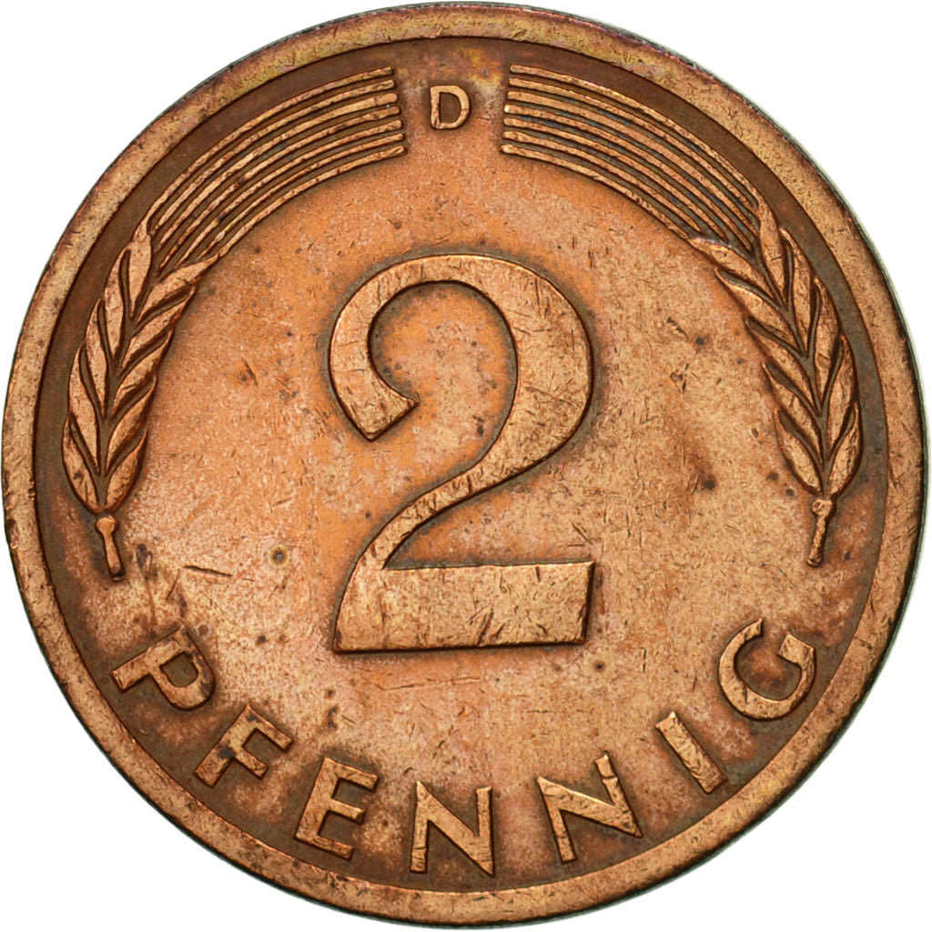Coin, GERMANY - FEDERAL REPUBLIC, 2 Pfennig, 1976, Munich, AU(55-58), Copper