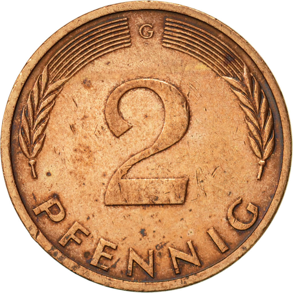Moneta, Niemcy - RFN, 2 Pfennig, 1976, Karlsruhe, AU(55-58), Miedź platerowana
