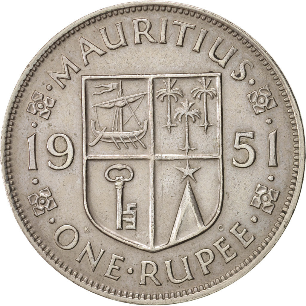 Moneta, Mauritius, George VI, Rupee, 1951, BB+, Rame-nichel, KM:29.1
