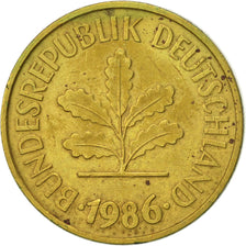 Coin, GERMANY - FEDERAL REPUBLIC, 5 Pfennig, 1986, Munich, AU(55-58), Brass Clad