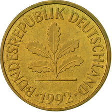 Coin, GERMANY - FEDERAL REPUBLIC, 5 Pfennig, 1992, Munich, AU(55-58), Brass Clad