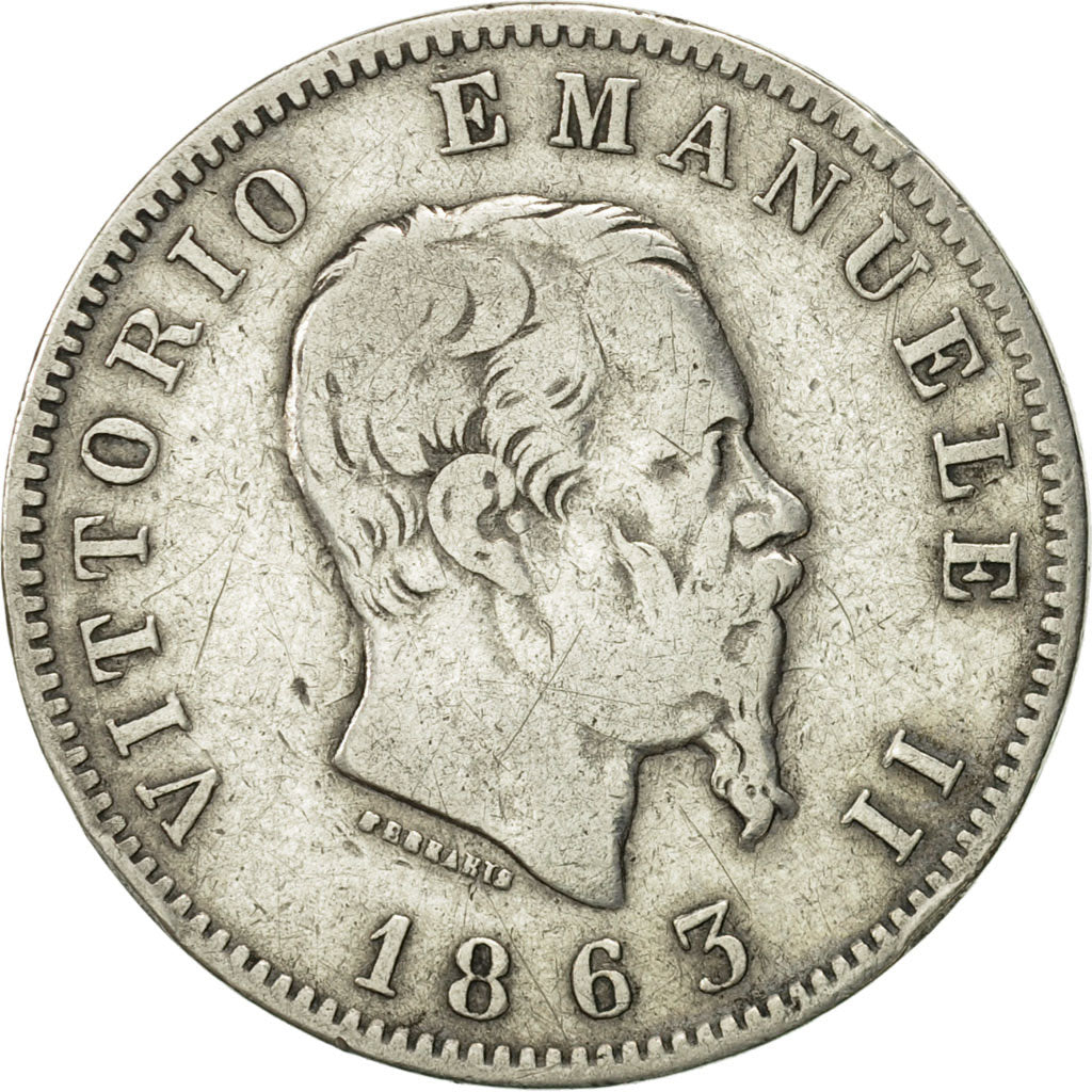 Italie, Vittorio Emanuele II, Lira, 1863, Milan, TTB, Argent, KM:5a.1