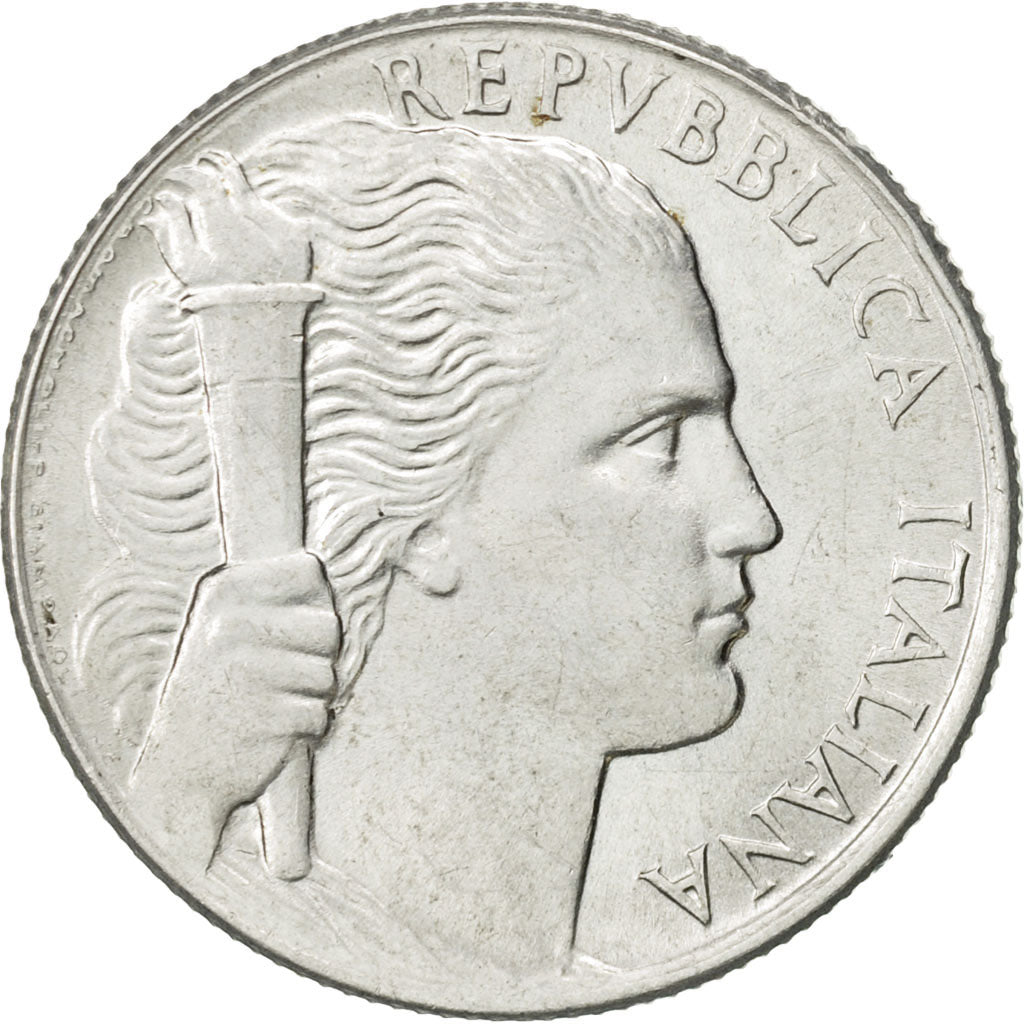Coin, Italy, 5 Lire, 1949, Rome, AU(55-58), Aluminum, KM:89