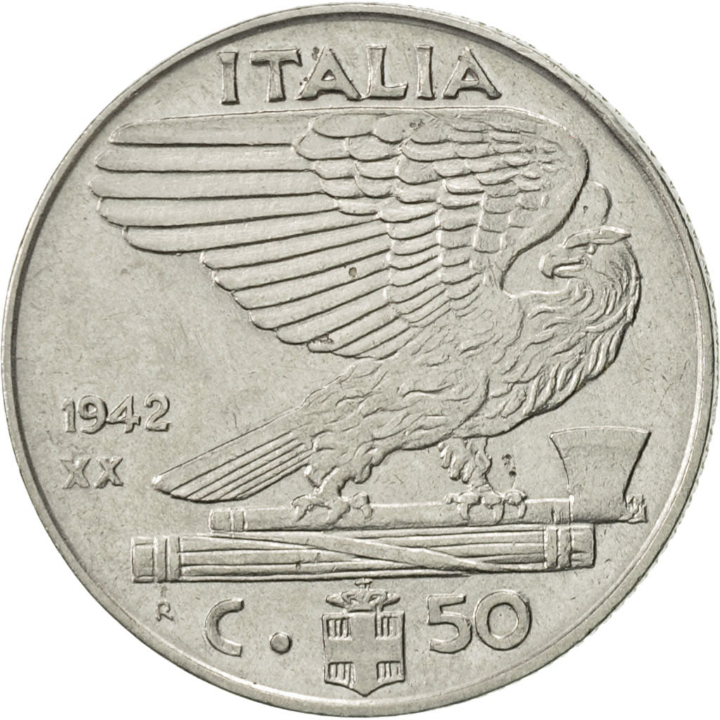 Italie, Vittorio Emanuele III, 50 Centesimi, 1942, Rome, SUP, Stainless Steel
