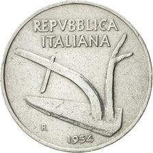 Coin, Italy, 10 Lire, 1954, Rome, AU(55-58), Aluminum, KM:93
