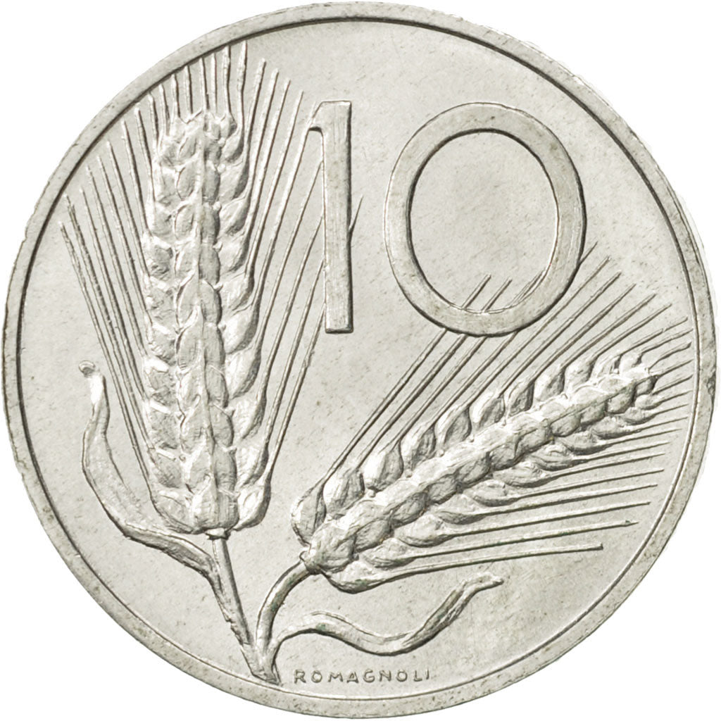 Coin, Italy, 10 Lire, 1972, Rome, AU(55-58), Aluminum, KM:93
