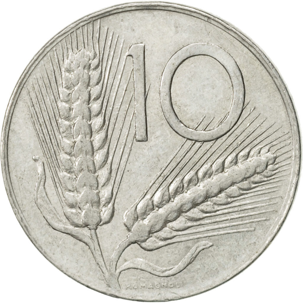 Coin, Italy, 10 Lire, 1977, Rome, AU(55-58), Aluminum, KM:93