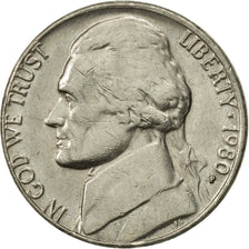 Coin, United States, Jefferson Nickel, 5 Cents, 1980, U.S. Mint, Philadelphia