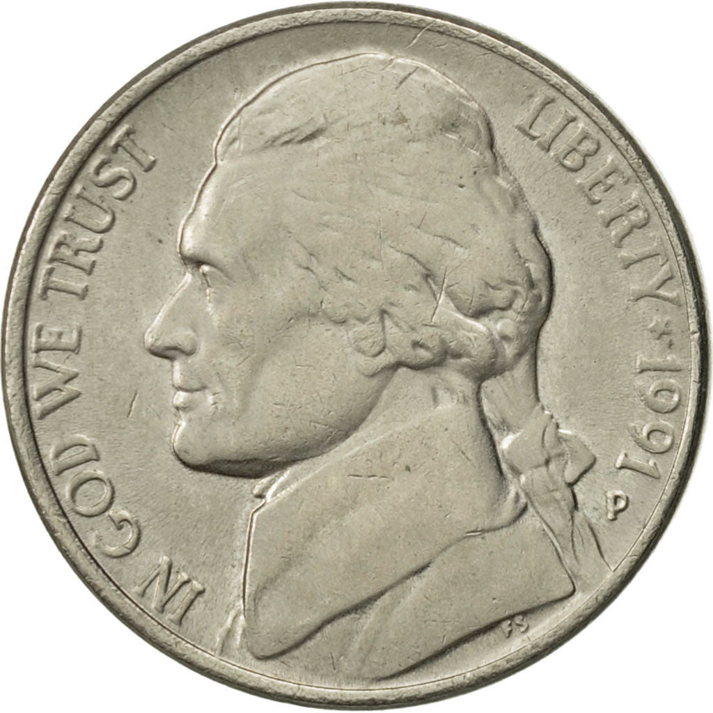 Moneda, Estados Unidos, Jefferson Nickel, 5 Cents, 1991, U.S. Mint