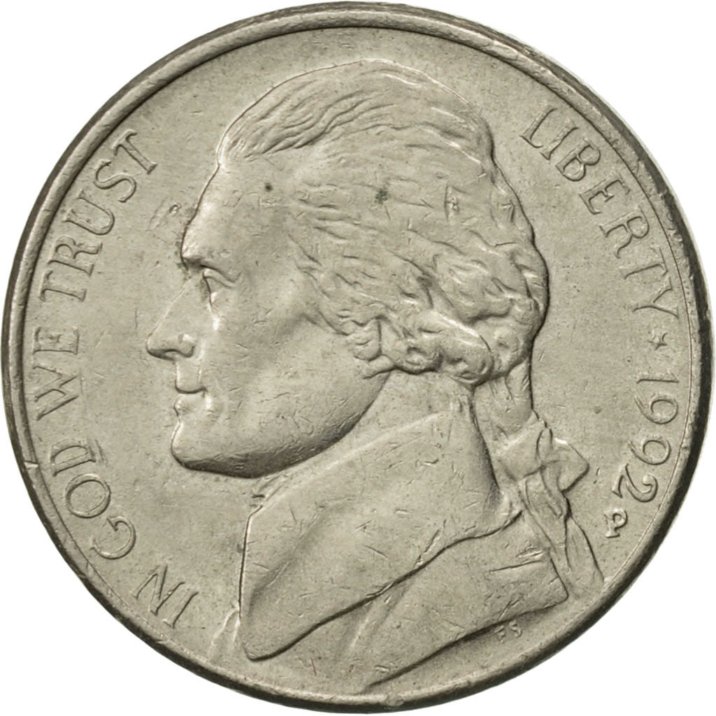 Munten, Verenigde Staten, Jefferson Nickel, 5 Cents, 1992, U.S. Mint