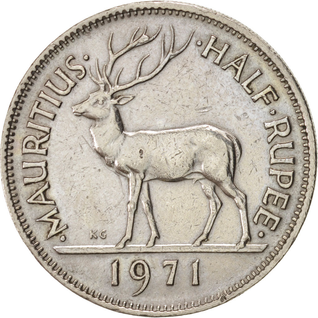 Mauritius, Elizabeth II, 1/2 Rupee, 1971, KM:37.1