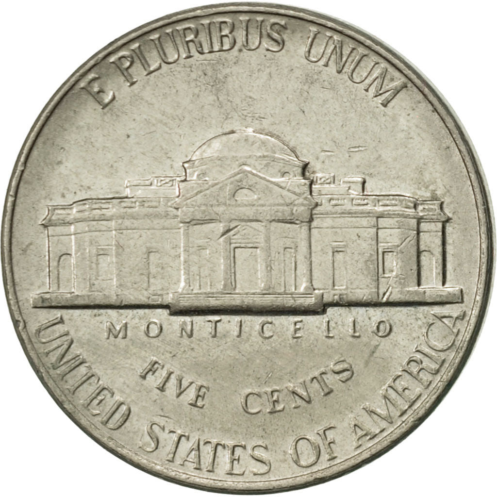 Coin, United States, Jefferson Nickel, 5 Cents, 1990, U.S. Mint, Denver