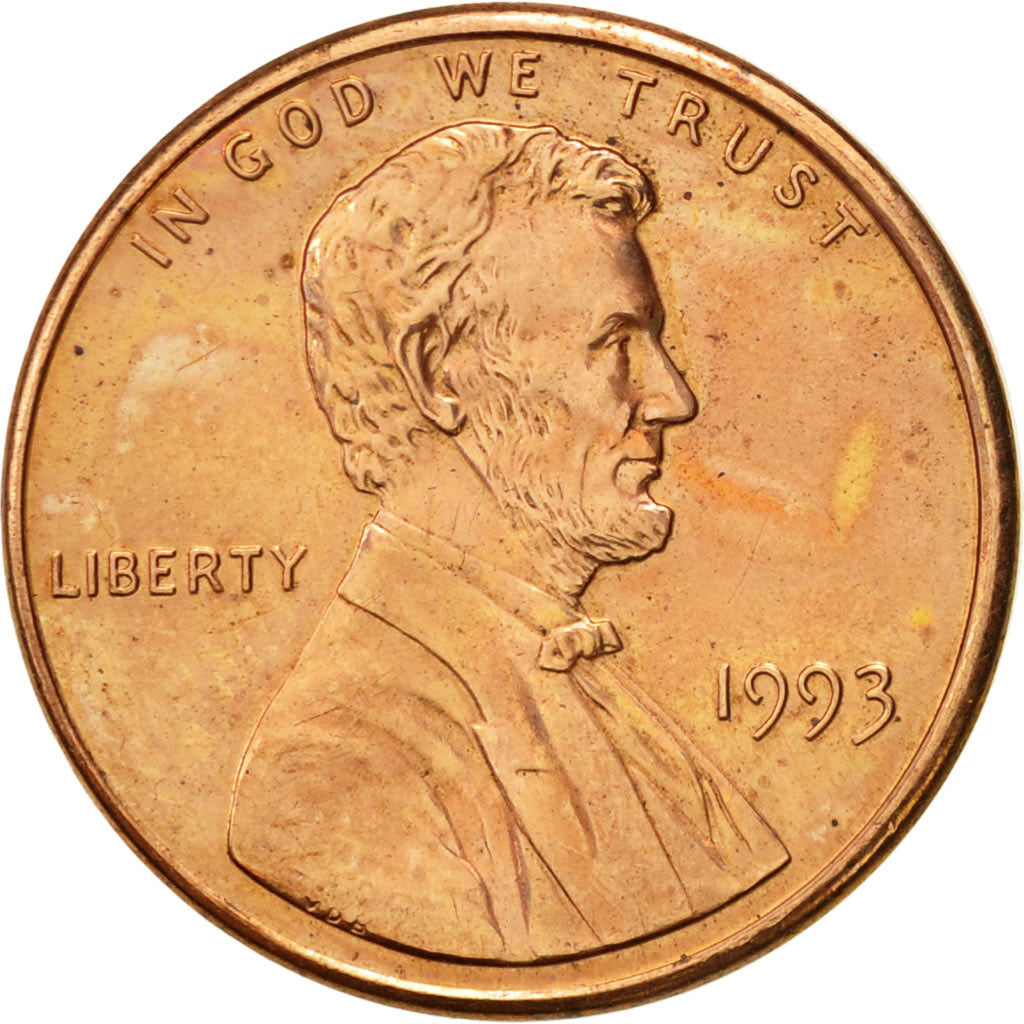 Coin, United States, Lincoln Cent, Cent, 1993, U.S. Mint, Philadelphia