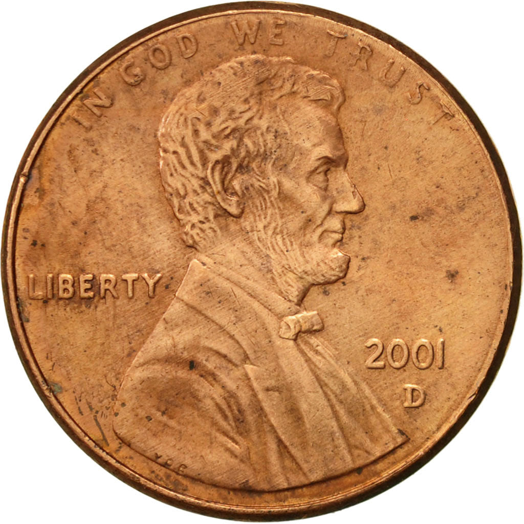 Coin, United States, Lincoln Cent, Cent, 2001, U.S. Mint, Denver, AU(55-58)