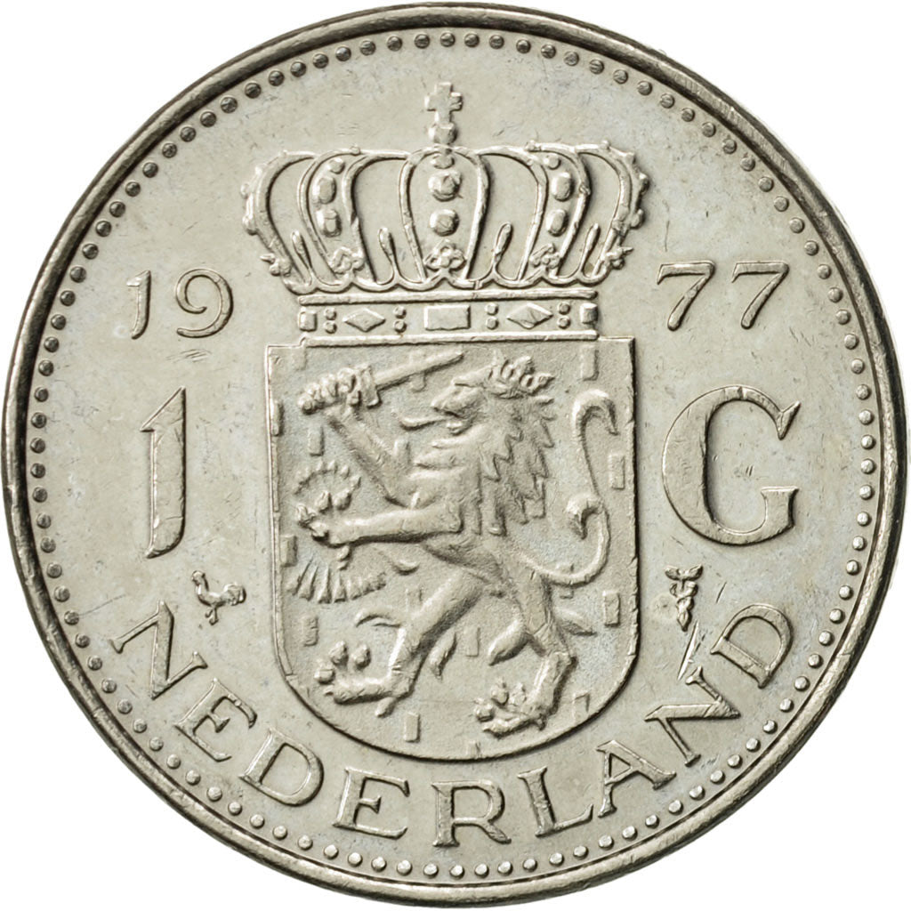 Coin, Netherlands, Juliana, Gulden, 1977, AU(55-58), Nickel, KM:184a