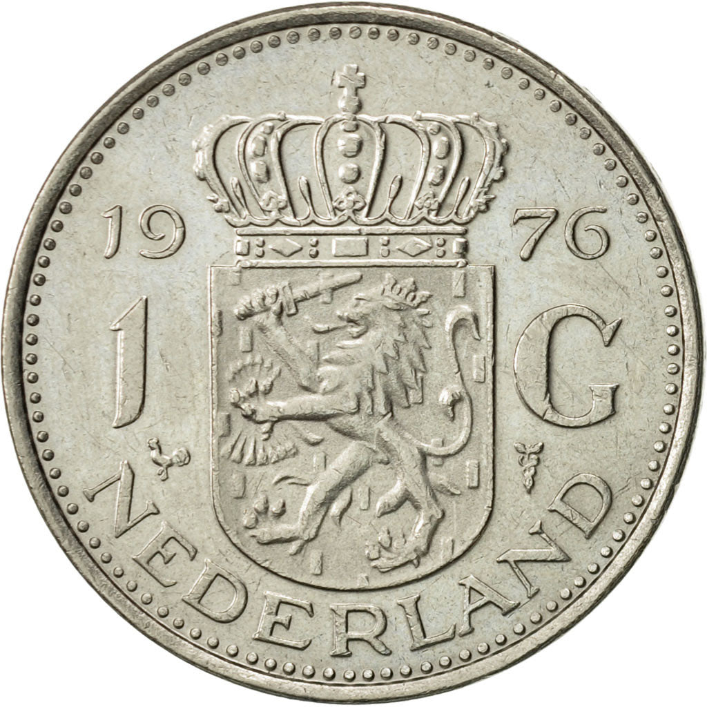 Coin, Netherlands, Juliana, Gulden, 1976, AU(55-58), Nickel, KM:184a