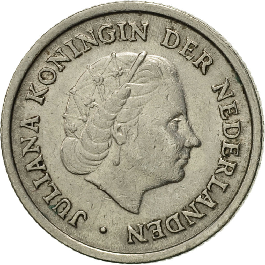 Coin, Netherlands, Juliana, 10 Cents, 1951, MS(60-62), Nickel, KM:182