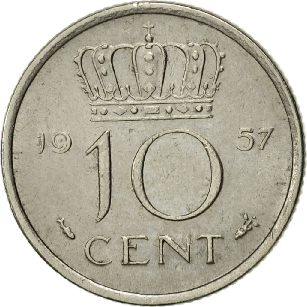 Monnaie, Pays-Bas, Juliana, 10 Cents, 1957, SUP+, Nickel, KM:182