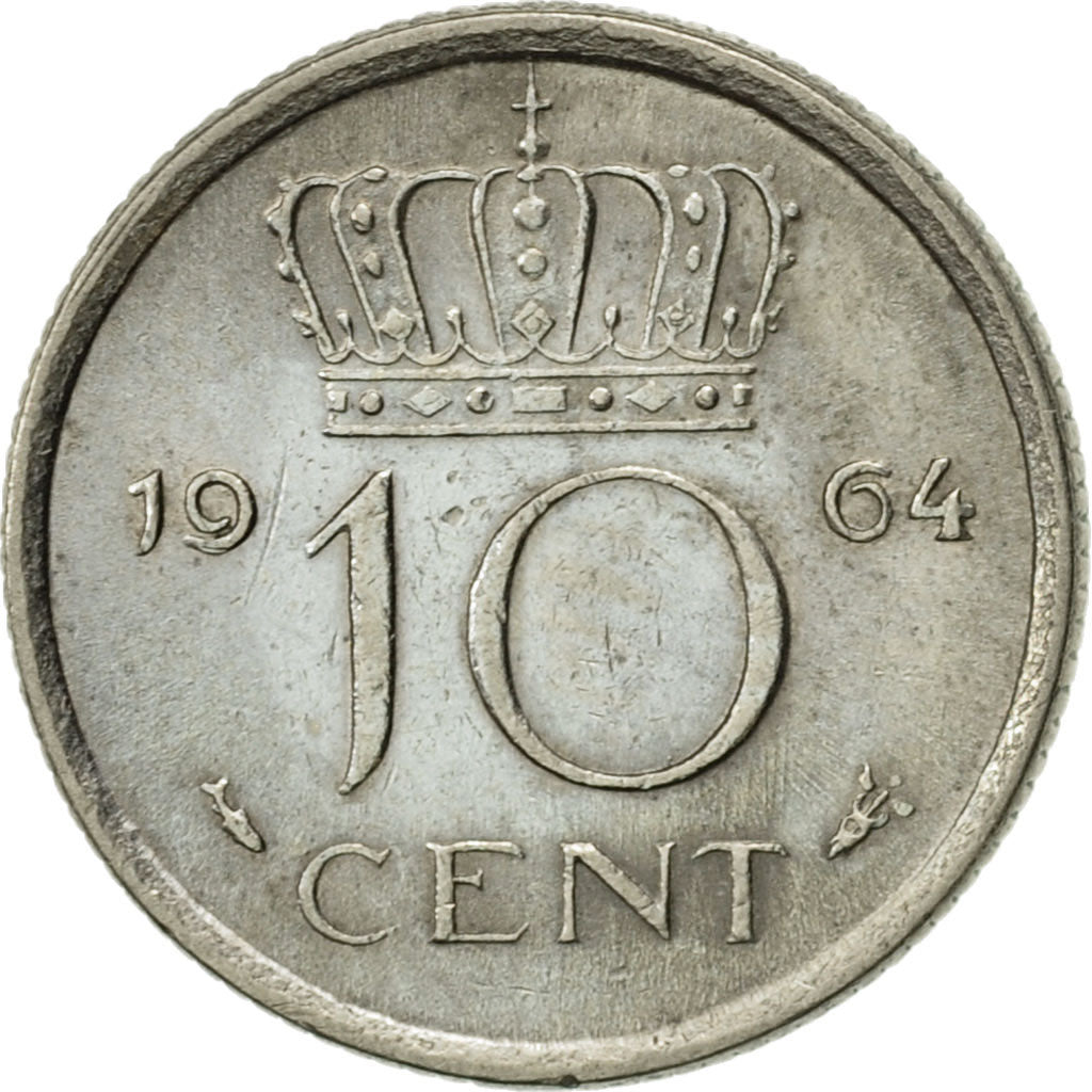 Moneta, Paesi Bassi, Juliana, 10 Cents, 1964, SPL, Nichel, KM:182