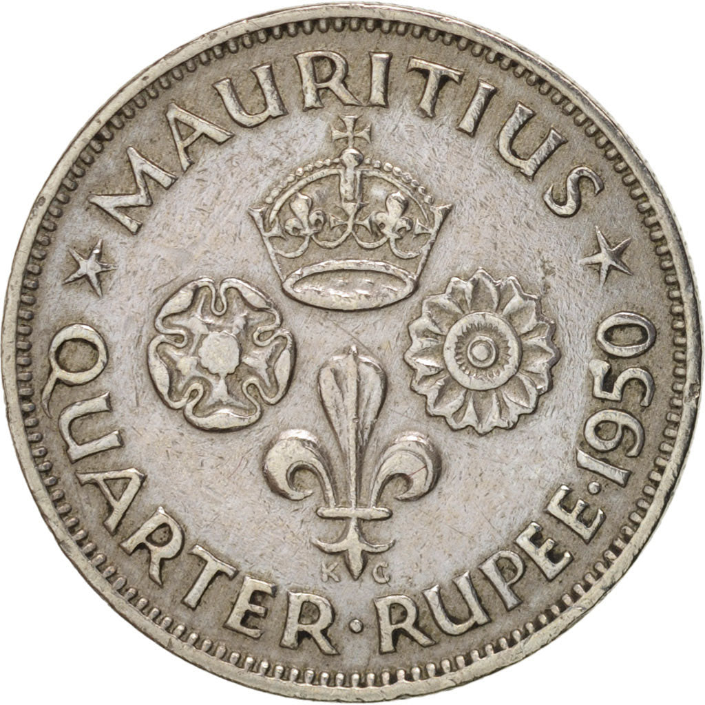 Mauritius, George VI, 1/4 Rupee, 1950, KM:27