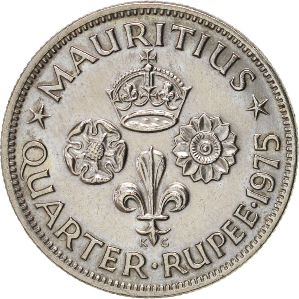 Coin, Mauritius, Elizabeth II, 1/4 Rupee, 1975, AU(50-53), Copper-nickel, KM:36