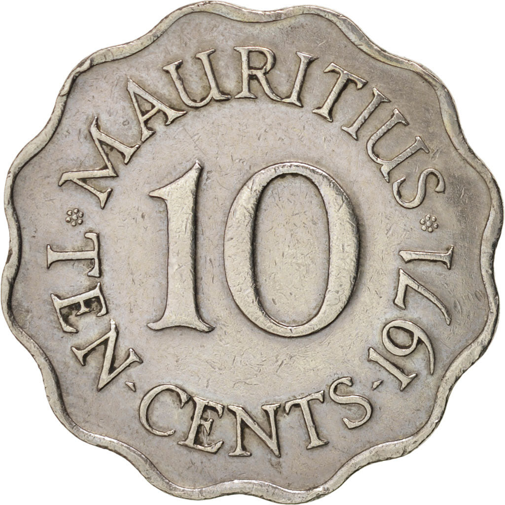 Coin, Mauritius, Elizabeth II, 10 Cents, 1971, EF(40-45), Copper-nickel, KM:33