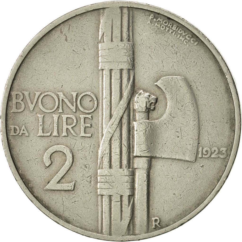 Coin, Italy, Vittorio Emanuele III, 2 Lire, 1923, Rome, AU(50-53), Nickel, KM:63