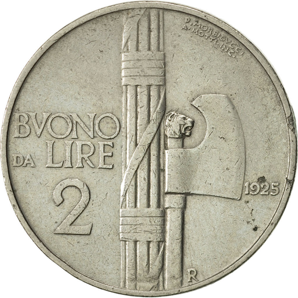 Coin, Italy, Vittorio Emanuele III, 2 Lire, 1925, Rome, AU(50-53), Nickel, KM:63