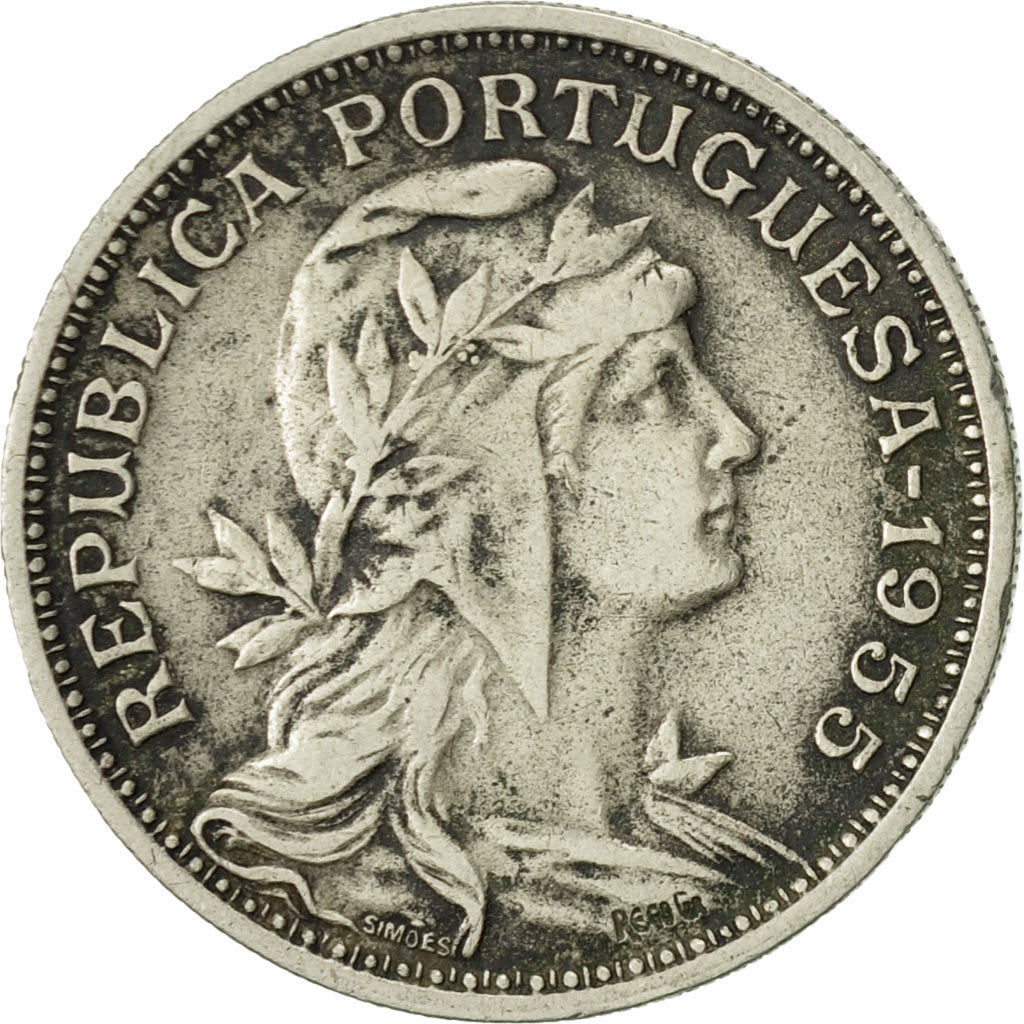 Coin, Portugal, 50 Centavos, 1955, EF(40-45), Copper-nickel, KM:577