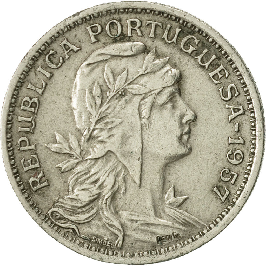 Coin, Portugal, 50 Centavos, 1957, AU(55-58), Copper-nickel, KM:577