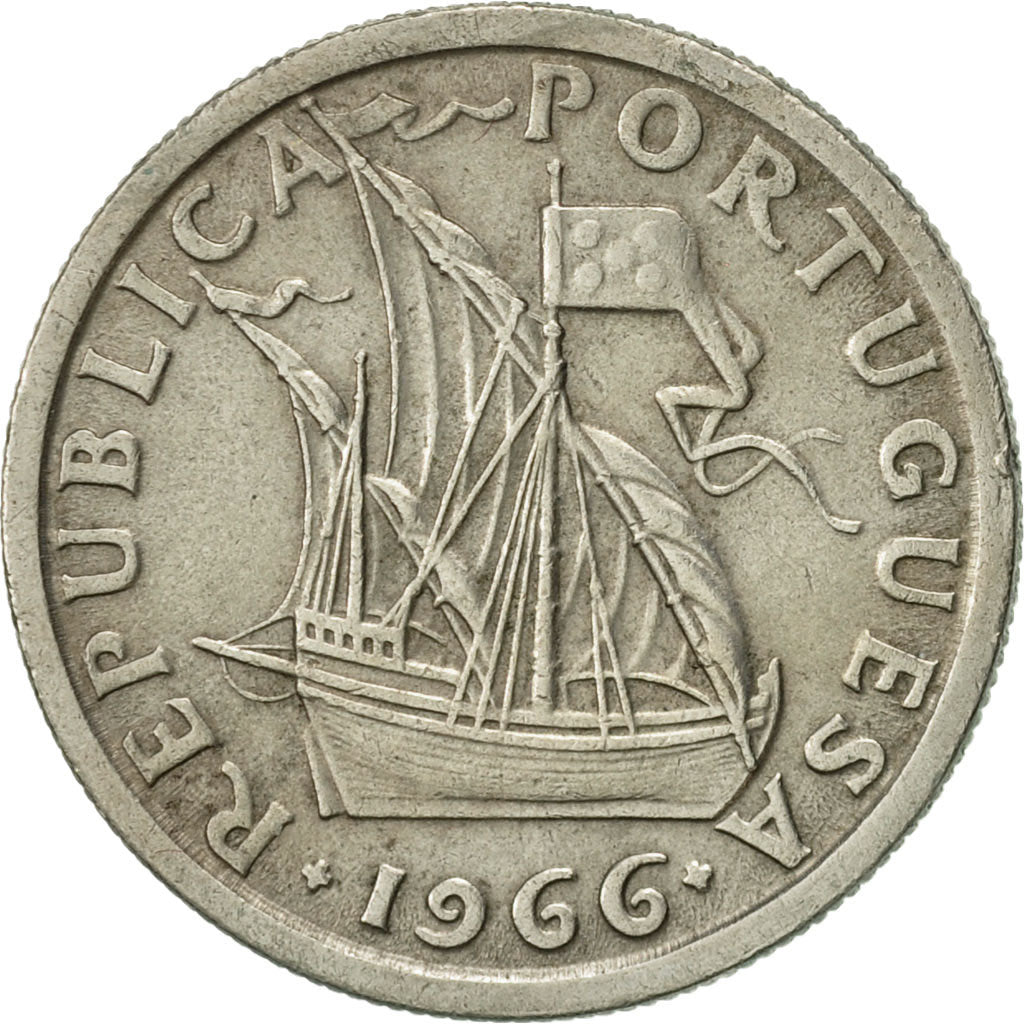 Coin, Portugal, 2-1/2 Escudos, 1966, AU(55-58), Copper-nickel, KM:590