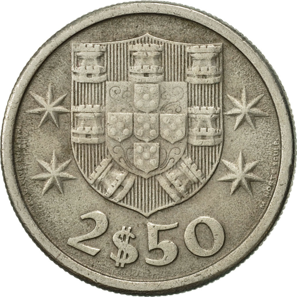 Coin, Portugal, 2-1/2 Escudos, 1966, AU(55-58), Copper-nickel, KM:590