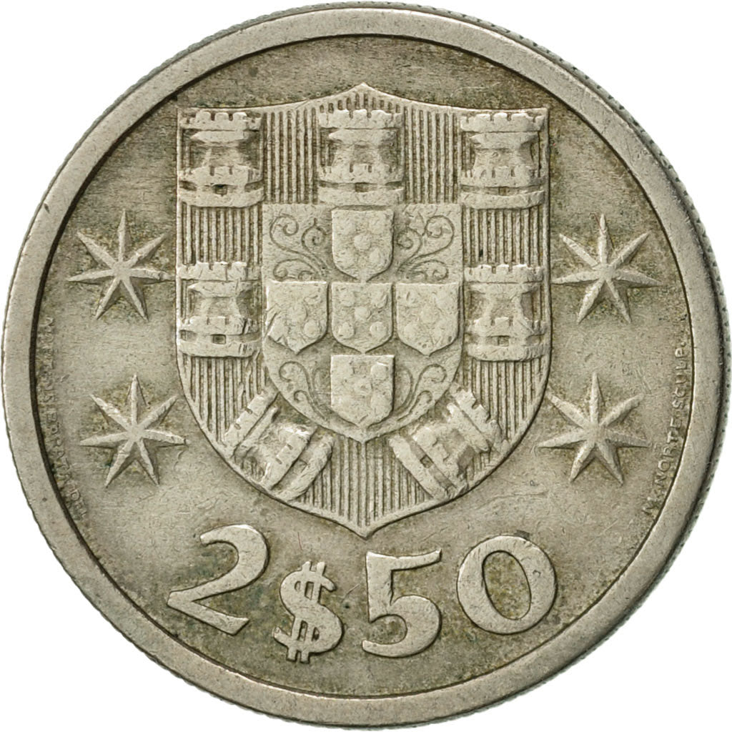 Coin, Portugal, 2-1/2 Escudos, 1969, AU(55-58), Copper-nickel, KM:590