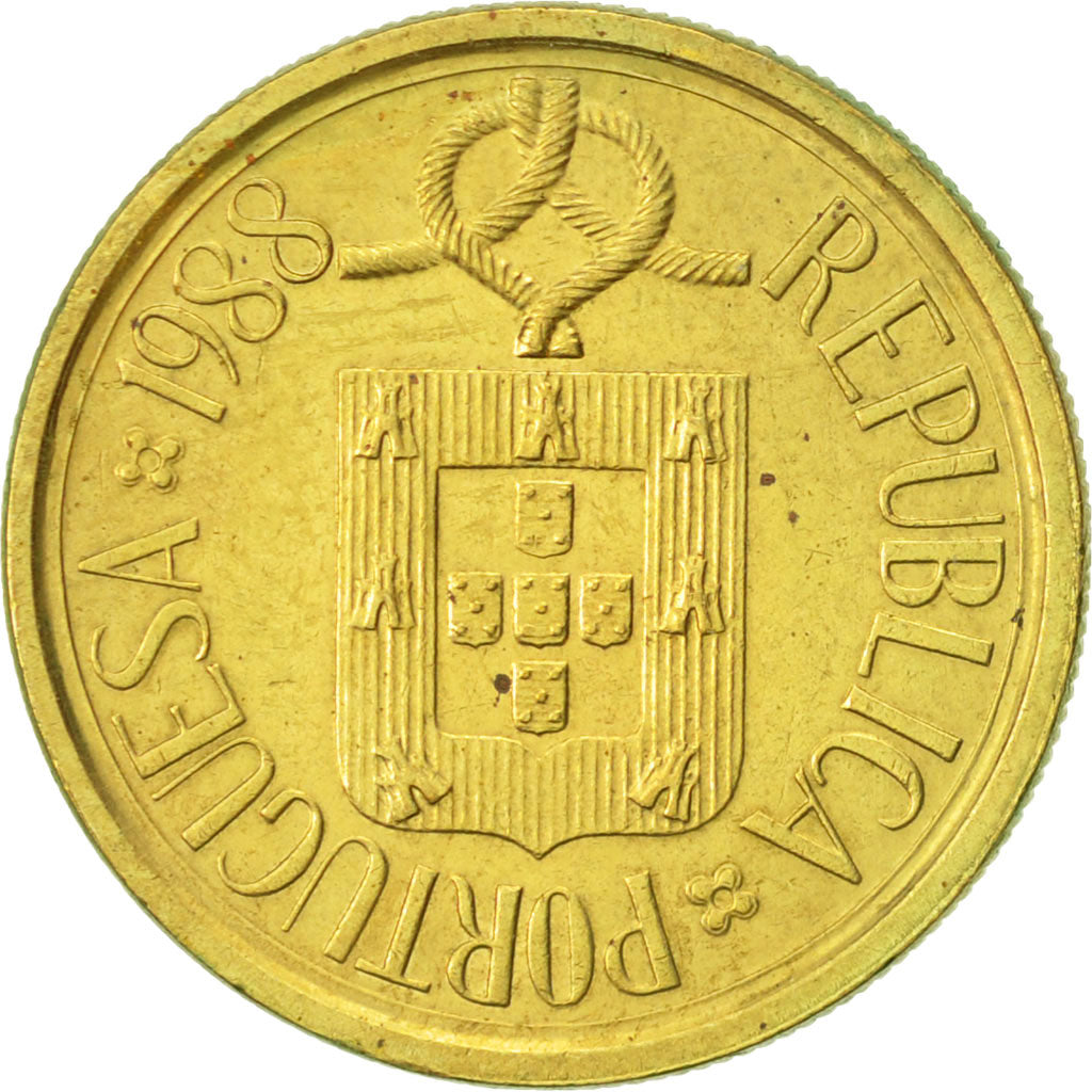 Coin, Portugal, 5 Escudos, 1988, AU(55-58), Nickel-brass, KM:632