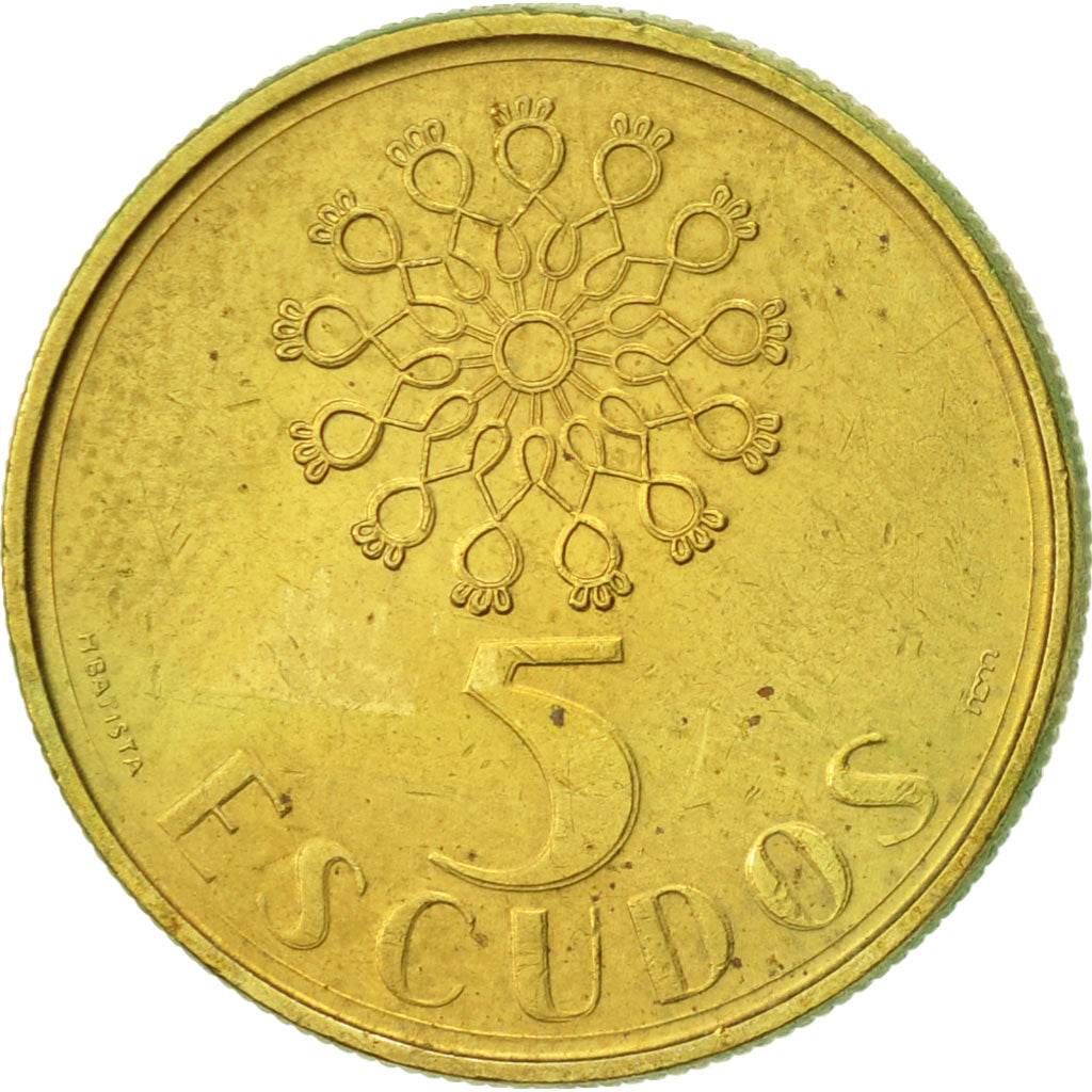 Coin, Portugal, 5 Escudos, 1988, AU(55-58), Nickel-brass, KM:632