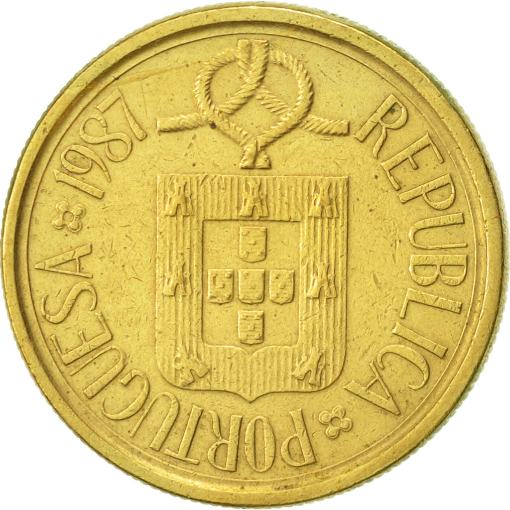 Coin, Portugal, 5 Escudos, 1987, AU(55-58), Nickel-brass, KM:632