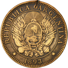 Moneta, Argentina, 2 Centavos, 1893, BB, Bronzo, KM:33