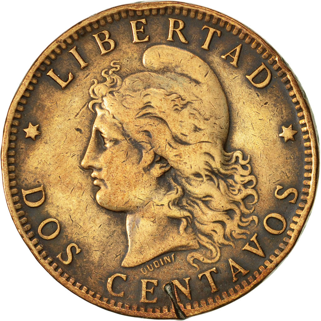 Moneta, Argentina, 2 Centavos, 1893, BB, Bronzo, KM:33