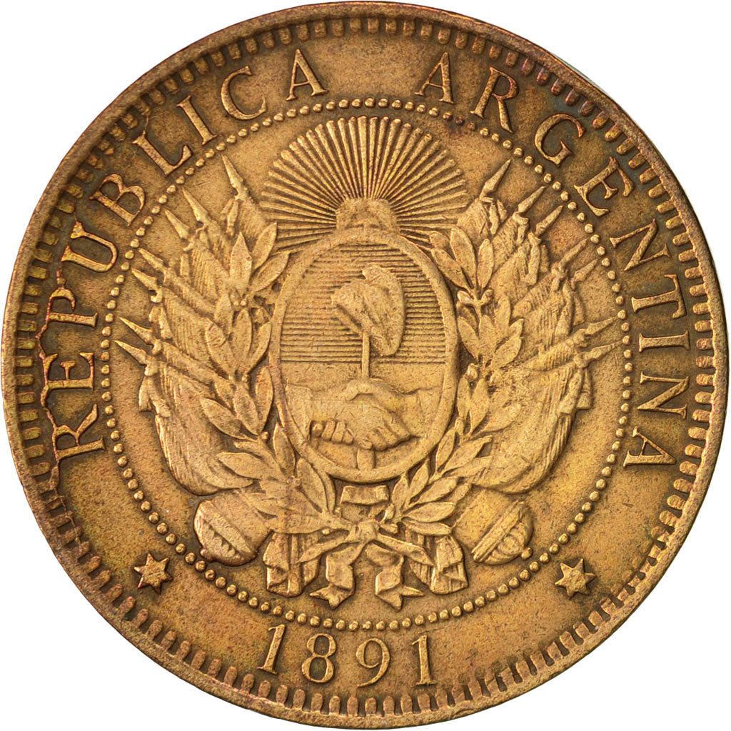 Münze, Argentinien, 2 Centavos, 1891, SS, Bronze, KM:33
