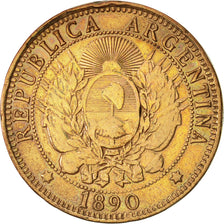 Coin, Argentina, 2 Centavos, 1890, EF(40-45), Bronze, KM:33