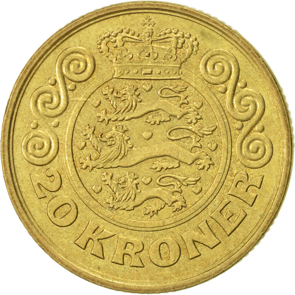 Coin, Denmark, Margrethe II, 20 Kroner, 1991, Copenhagen, AU(50-53)